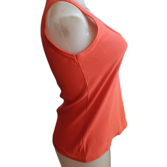 Women's S/M Single Stitch Vintage Orange Sleeveless Scoop Neck Tank Top 1960's - Picture 4 of 6